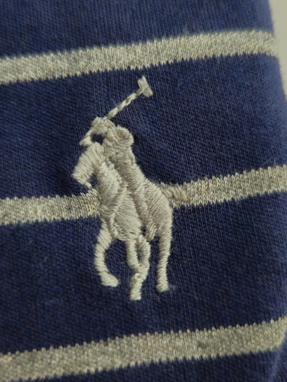 Polo by Ralph Lauren Navy Polo with Light Gray Stripes
